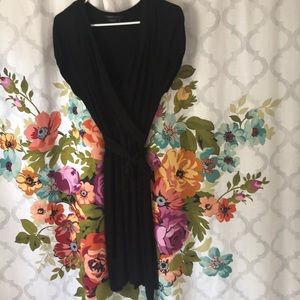 BCBG MAXAZRIA Black Faux Wrap Dress